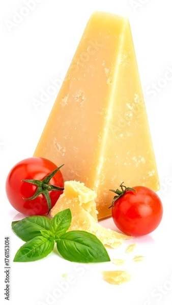 Obraz Triangle cheese with tomatoes and basil