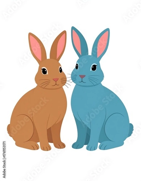 Obraz Two cute rabbits facing each other