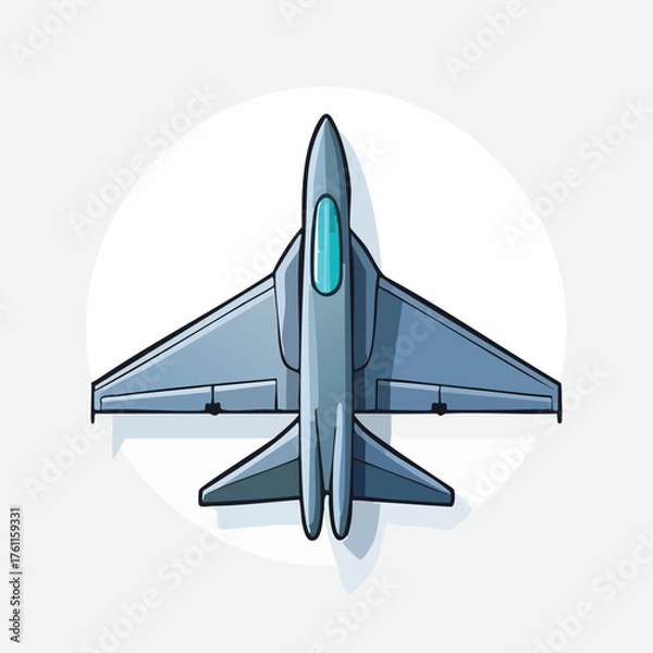 Fototapeta Top-Down View of a Modern Military Jet Fighter