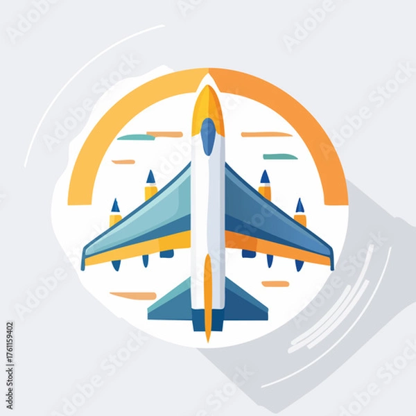 Fototapeta Colorful Vector Illustration of a Modern Airplane Design