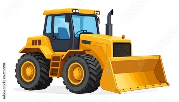 Obraz Yellow tractor, front view