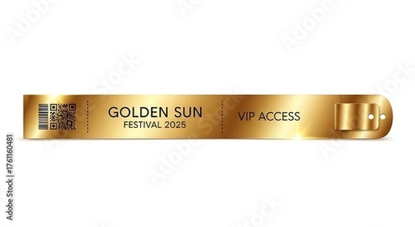 Obraz Golden Festival VIP Access: An elegant golden festival wristband, offering exclusive VIP access, with intricate details.