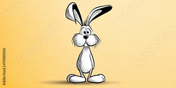 Fototapeta comical line drawing of bunny rabbit