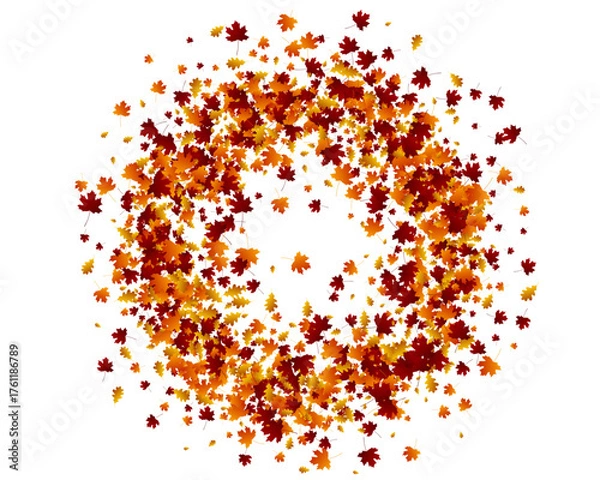 Fototapeta Circular Autumn Maple Leaves Swirl Background Frame