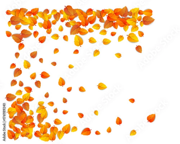 Fototapeta Falling Autumn Leaves Scatter Corner Border Design