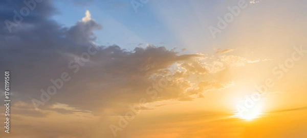 Fototapeta Beautiful bright colorful scenic sunset sky background.