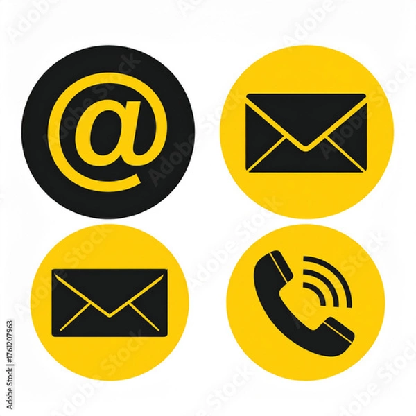 Fototapeta Business icon vector art of set of four communication icons email, at symbol, and phone