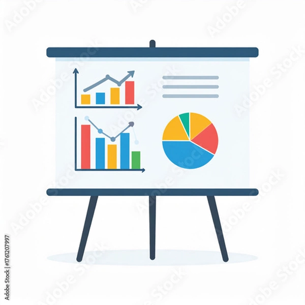 Fototapeta Business icon vector art of presentation board with multiple charts and graphs