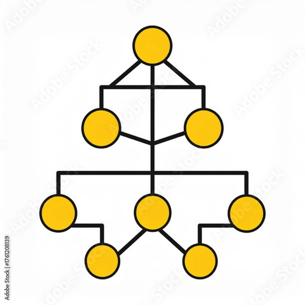 Fototapeta Business icon vector art of simple network diagram with yellow circles