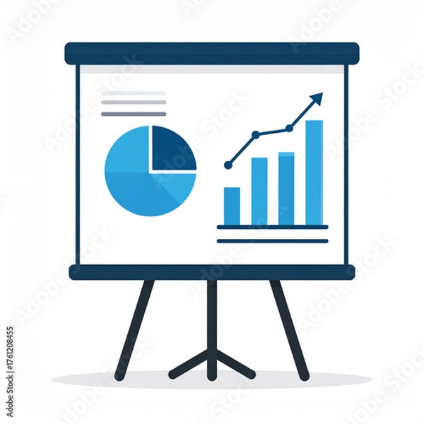Fototapeta Business icon vector art of presentation board with financial charts and graphs