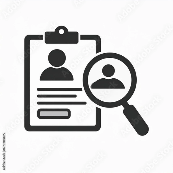 Fototapeta Business icon vector art of magnifying glass over person icon on clipboard