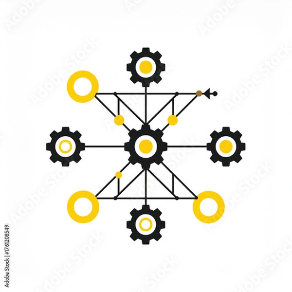 Fototapeta Business icon vector art of abstract network of gears and circles