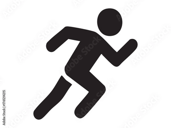 Fototapeta Black silhouette of running person isolated on white background. concept of fitness, sport, athletic movement, icon, logo, design element, active lifestyle, exercise.