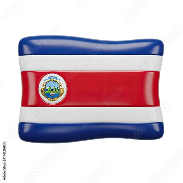 Fototapeta Embossed 3D rendered flag of Costa Rica with its national emblem prominently displayed featuring blue white red white and blue stripes and a pristine