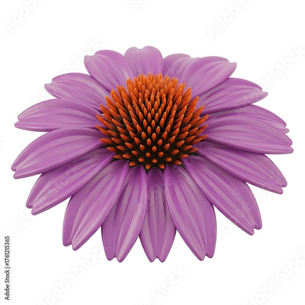 Fototapeta Exquisite Purple Echinacea Flower with Vibrant Orange Center on a Soft Lilac Gradient Background Featuring Subtle Sparkle Accents and a Delicate