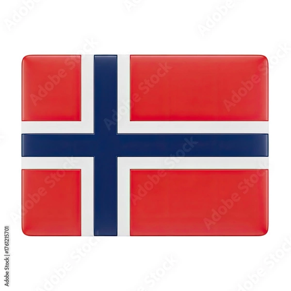 Fototapeta Glossy 3D Render of the National Flag of Norway with a Subtle Red and White Blurred Background Creating a Sense of Depth and National Pride Ideal for
