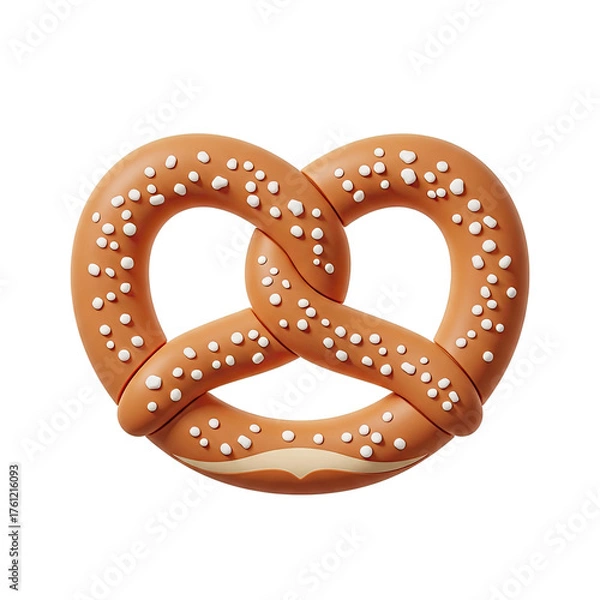 Fototapeta Golden Brown Baked Pretzel with Coarse Salt Crystals Sprinkled Abundantly on its Surface with a Soft Golden Glow Highlighting its Twisted Shape and