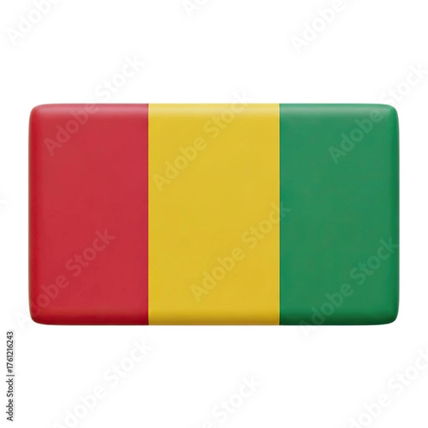 Fototapeta Guinea Flag Embossed Rectangular Emblem with Subtle Shadow Effect and Soft Gradient Background Symbolizing National Pride and Patriotism Rendered in