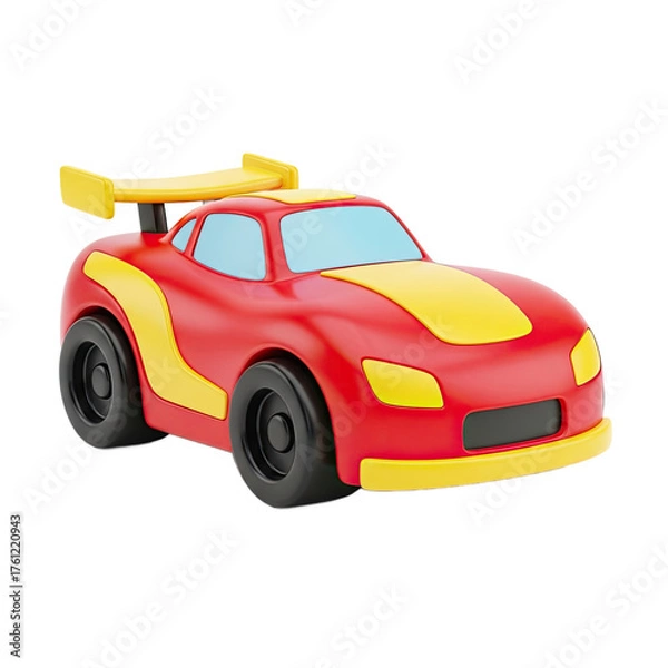 Fototapeta Vibrant Red and Yellow Sports Car with a Sleek Aerodynamic Design and Glowing Neon Outline Set Against a Fiery Orange and Yellow Gradient Background