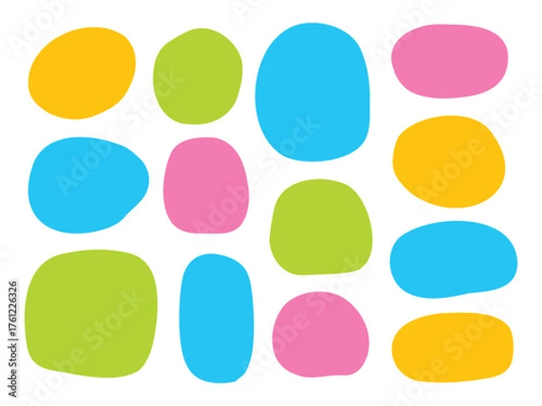Obraz カラフルでゆるっとしたやわらかい丸のセット(ベクター)
