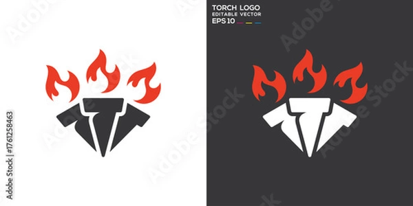 Fototapeta Torch logo. Flames, passion, Olympics. Vector design template.