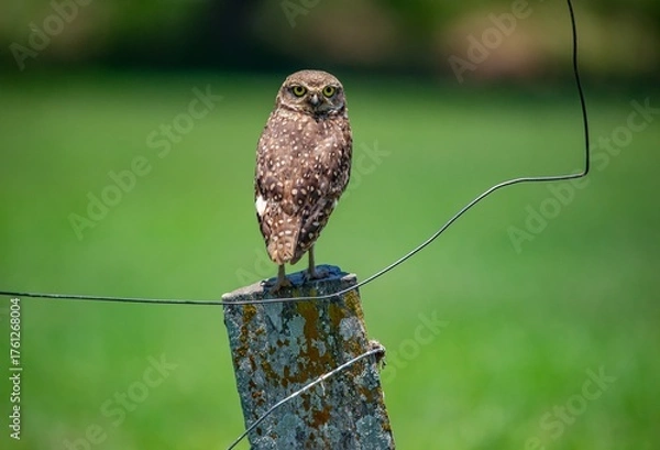 Obraz burrowing owl perched on post
