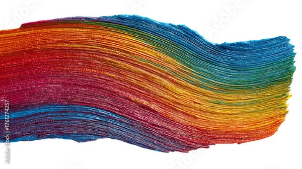 Fototapeta Vibrant Multi Colored Wavy Pattern Against Transparent Backdrop in Red Orange Yellow Green Blue Abstract Colorful Texture Modern Art Design, PNG