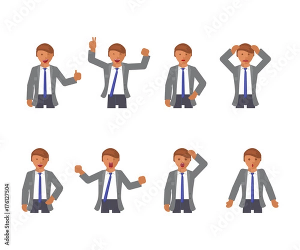 Fototapeta Set of man expression. 