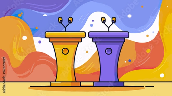 Fototapeta Podium illustration with abstract background for presentations