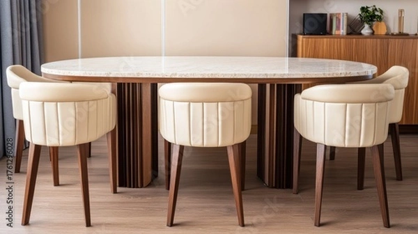Obraz wooden table and chairs