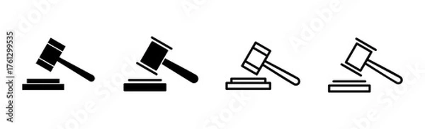 Fototapeta Gavel icon set. judge gavel icon vector. law icon vector. auction hammer