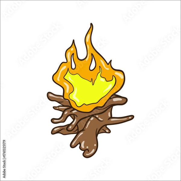 Obraz vector design of a campfire on firewood