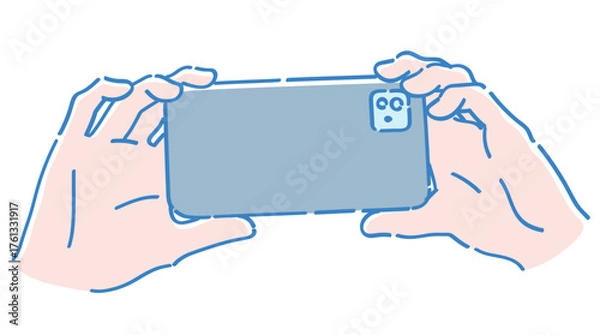 Fototapeta スマートフォンを持つ手。ベクターイラスト素材。