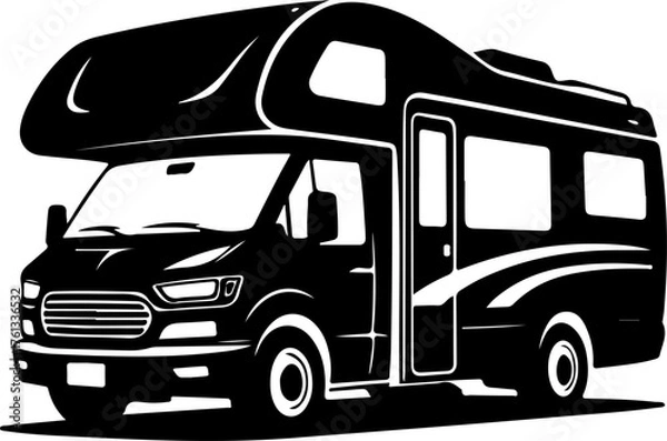 Obraz recreational vehicle on a plain silhouette vector illustration