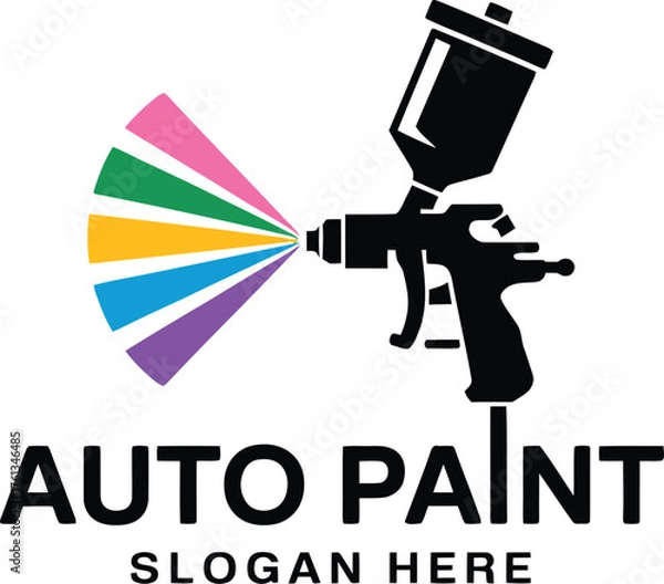 Obraz Professional auto paint spray gun illustrating vibrant color options for automotive refinishing