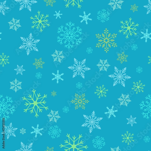 Fototapeta Snowflake simple seamless pattern. Abstract wallpaper, wrapping decoration. Symbol of winter, Merry Christmas holiday, Happy New Year celebration Vector illustration
