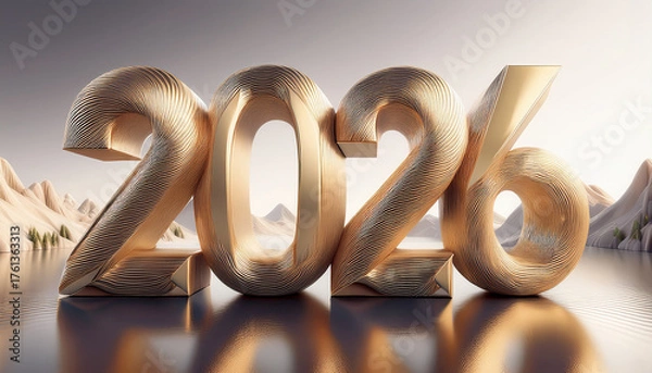 Fototapeta year number 2026 white desert background