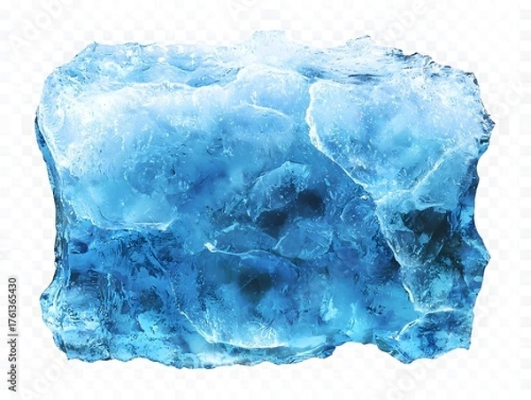 Fototapeta Rough Blue Ice Block With Frosty Surface in Natural Environment