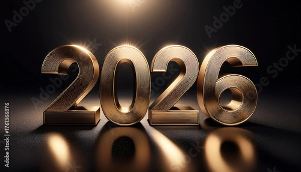 Fototapeta 2026 year number metallic background