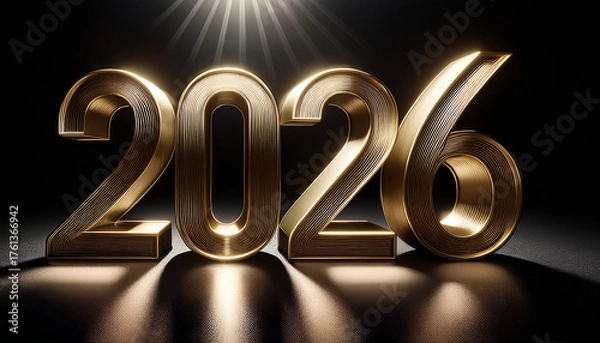 Fototapeta 2026 year number metallic background
