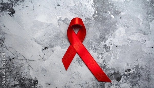 Obraz Red Ribbon Symbolizing Awareness and Support for HIV AIDS.