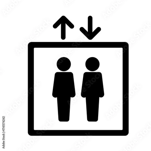 Obraz シンプルなエレベーターのピクト　マーク, サイン,案内,ピクトグラム,アイコン,イラスト