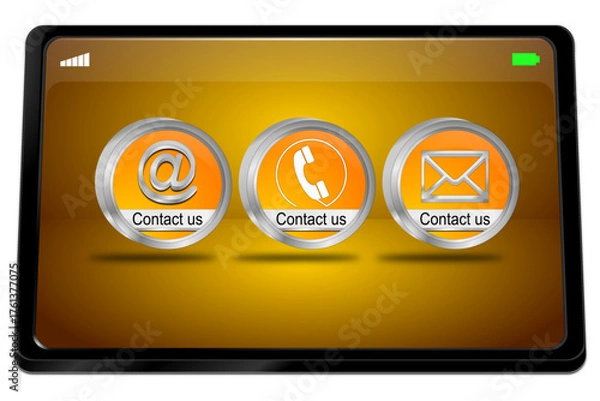Obraz Tablet computer with Contact us Button - 3D illustration