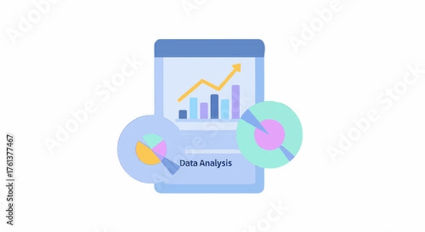 Fototapeta AI Technology Flat Icon Minimal Vector Illustration of Data Analysis 