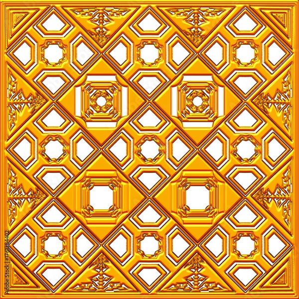 Obraz seamless pattern with golden geometric shapes