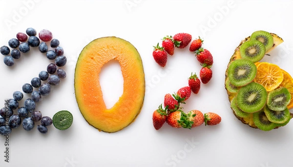 Fototapeta the number 2026 from fruit