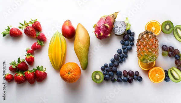 Fototapeta the number 2026 from fruit