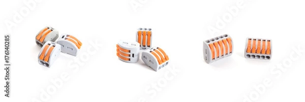 Obraz Various compact splicing connectors isolated on white
