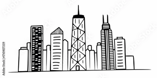 Obraz Chicago Skyline in Lights Silhouette .Chicago skyline with skyscrapers at sunset sunrise and dusk