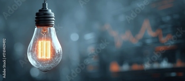 Obraz Warm incandescent light bulb against blurred background
